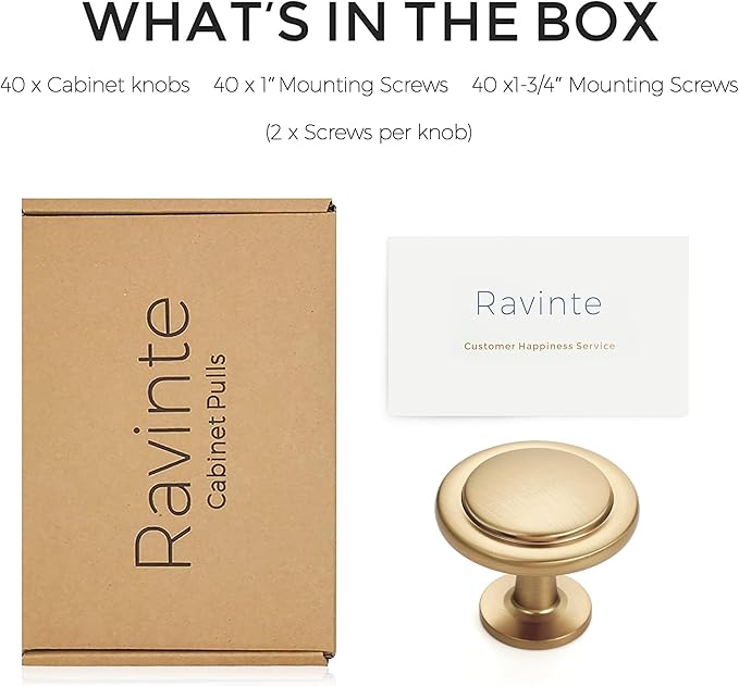 Ravinte 40 Pack Champagne Bronze Cabinet Pulls 1-1/4 inch Kitchen Cabinet Knobs Drawer Knobs Dresser Handles Drawer Pulls Door Dresser Handles