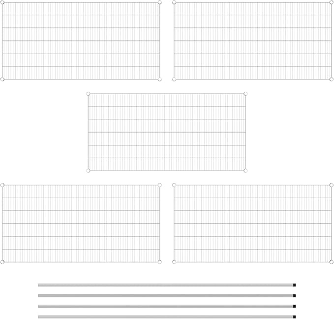 Commercial NSF Listed Chrome Stationary Wire Shelving Kit 30" x 60" x 96", with 5 Shelves Perfect for Warehouse, Walk-in Refrigerator, Freezer, Grocery Store, Restaurant, Dishroom