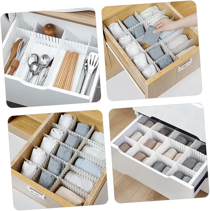 12pcs Adjustable Plastic Drawer Dividers Versatile Sub Organizers for Socks Underwear and Towels Easy Storage for