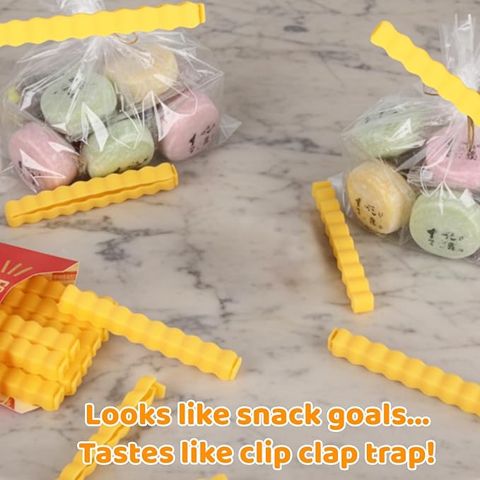 Magnetic Chip Clips, Fun Chip Clips for Kitchen Organization, Potato Chip Bag Clips with Magnetic Backing, Funny and Cute Food Bag Clips for Snacks Storage, Set of 12