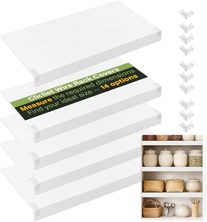 Wire Rack Covers for Shelves, 24 * 12 inch Wires Shelf Ccover, Shelfs Covers for Wire Shelving, Easy to Cut Install Wires Shelf 0.31-inch Thick Moisture Durable Shelfs Liner for Kitchen, Pantry White