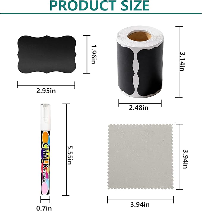 180pcs Chalkboard Labels，Erasable Reusable Blackboard Stickers with 1 Chalk Marker for Mason Jars, Craft Rooms, Weddings, Storage, Pantry Containers and Storage Bin Organize Your Home & Kitchen