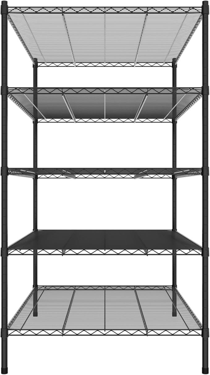 Commercial NSF Listed Black Epoxy Stationary Wire Shelving Kit 36" x 54" x 64", with 5 Shelves Perfect for Warehouse, Walk-in Refrigerator, Freezer, Grocery Store, Restaurant, Dishroom