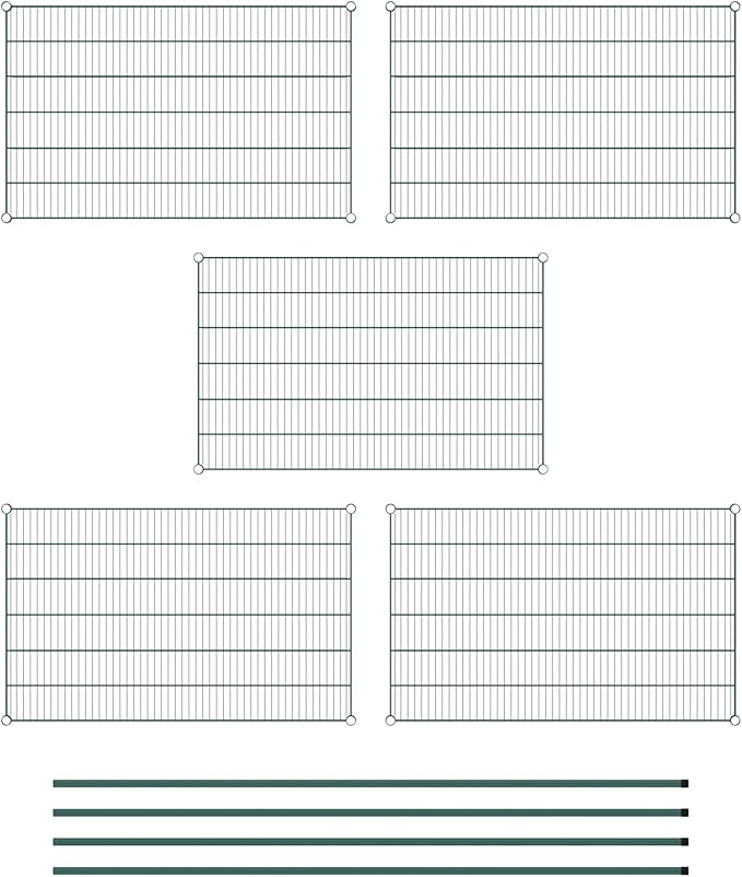 Commercial NSF Listed Green Epoxy Stationary Wire Shelving Kit 30" x 48" x 86", with 5 Shelves Perfect for Warehouse, Walk-in Refrigerator, Freezer, Grocery Store, Restaurant, Dishroom