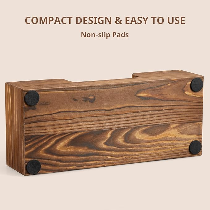 Paper Towel Dispenser Countertop, Burnt Wood Folded Paper Hand Towel Holder for Guest Bathroom, Commercial Tabletop Tissue Dispenser Tray for Multifold C-Fold, Z-Fold, Trifold