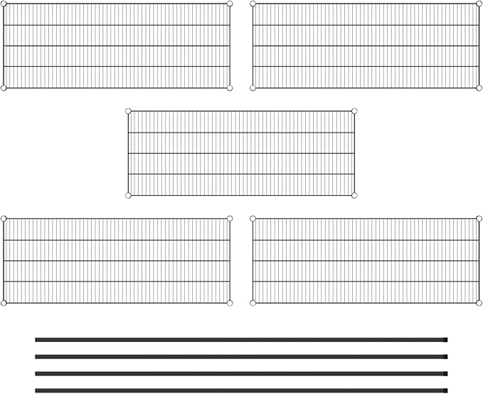 Commercial NSF Listed Black Epoxy Stationary Wire Shelving Kit 21" x 54" x 96", with 5 Shelves Perfect for Warehouse, Walk-in Refrigerator, Freezer, Grocery Store, Restaurant, Dishroom