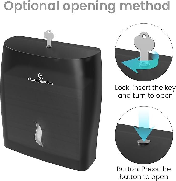 Touchless Paper Towel Dispenser by Oasis Creations - Wall Mount - Holds 500 Multifold Paper Towels - Black Smoke - Case of 10 DISPENSERS