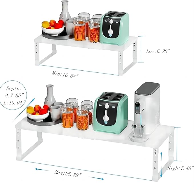 Expandable Spice Rack Organizion for Kitchen Cabinet, Seasoning,Bathroom Organizer Display Shelf, Stackable Multi-Purpose Shelves.Easy-to-Install（3Packs/White,Medium