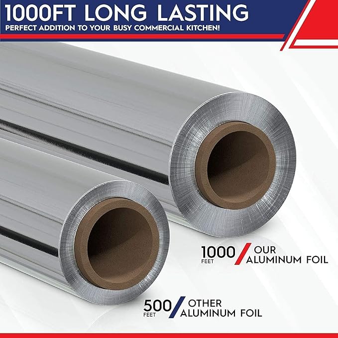 2 Count Heavy Duty Aluminum Foil Roll for Food 18 Inches 500 FT Heavy Duty Food Safe Foil Wrap Pony Package