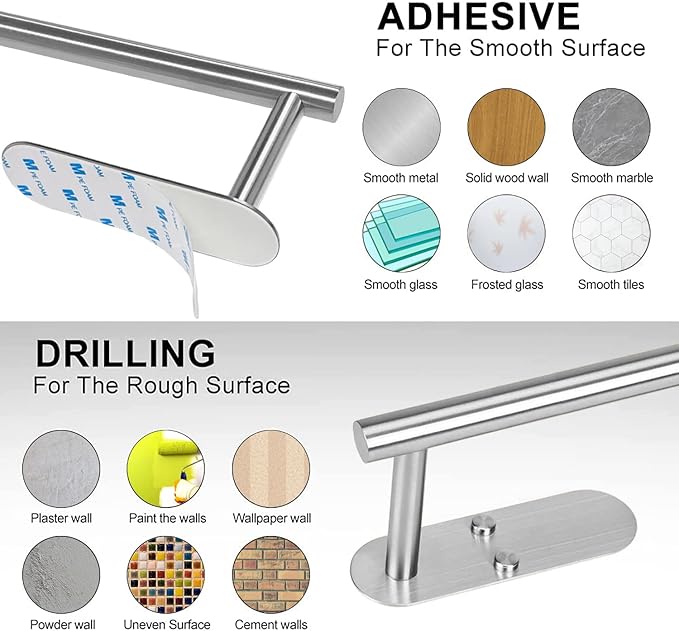 Paper Towel Holder Under Cabinet - Self Adhesive Paper Towel Roll Holder Wall Mount, Stainless Steel Towel Paper Holder for Kitchen,Bathroom,Cabinets(2 Pcs)