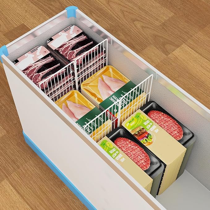 Kichvoe 2Pcs Adjustable Freezer Divider, Expandable Wire Shelf Organizer for Chest Freezer, Refrigerator, Supermarket - Width Can Be Extended to 32-34CM/height 29CM, White