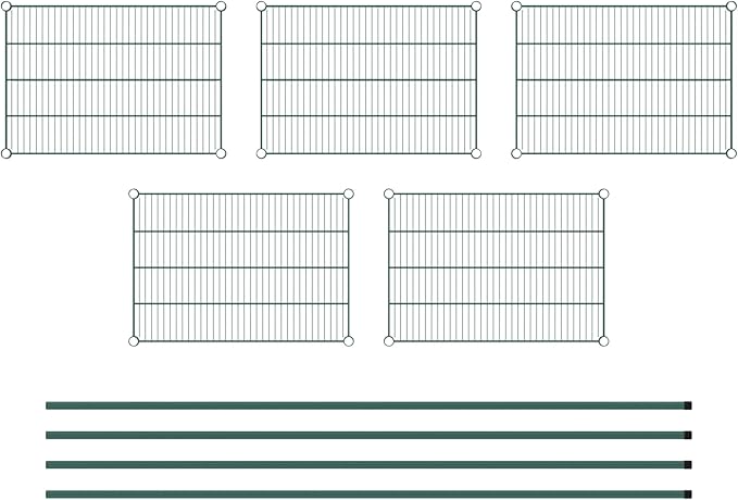 Commercial NSF Listed Green Epoxy Stationary Wire Shelving Kit 21" x 30" x 86", with 5 Shelves Perfect for Warehouse, Walk-in Refrigerator, Freezer, Grocery Store, Restaurant, Dishroom