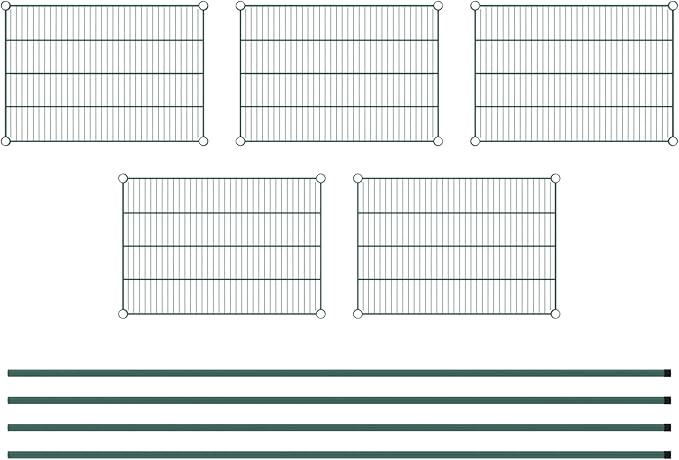 Commercial NSF Listed Green Epoxy Stationary Wire Shelving Kit 21" x 30" x 96", with 5 Shelves Perfect for Warehouse, Walk-in Refrigerator, Freezer, Grocery Store, Restaurant, Dishroom