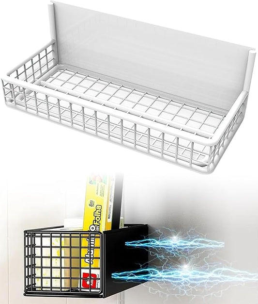 Winbell Magnetic Basket Fridge Organizer Wire Bins Pencil Holder Whiteboard Accessories Home Kitchen Organization (White-Low)