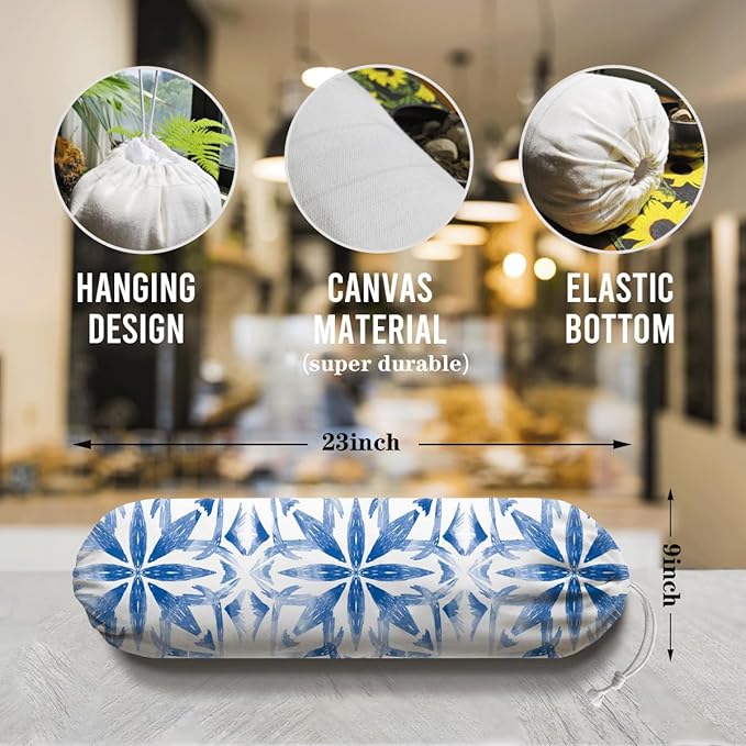 Navy Blue Plastic Bag Holder, Reusable Grocery Bags Holder, Wall Mount Trash Bags Dispenser for Home Kitchen Cabinet, Pantry Organization, Kitchen Pattern Garbage Bag 66