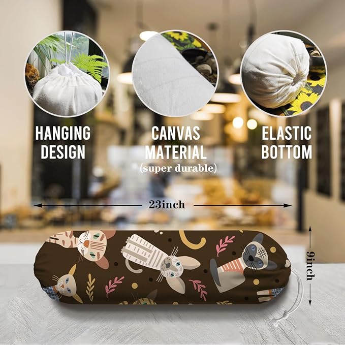 Cartoon Cat Plastic Bag Holder, Wall Mount Plastic Bags Organizer Dispenser, Grocery Bags Storage Holder for Home Kitchen Camper, Housewarming Gifts, Kitchen Pattern Garbage Bag 39