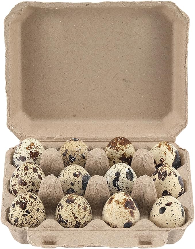 60 Pcs Quail Egg Cartons, Dozen Huevo Box, 3x4 Blank Natural Color Pulp Paper Eggs Container, 12 Count Quail Storage Egg Holder Reusable Strong Tray for Refrigerator