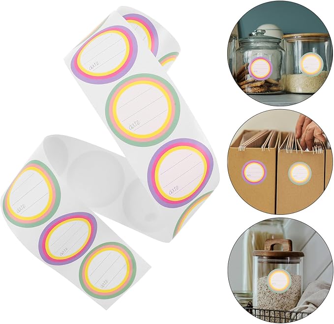 GANAZONO Writable Removable 2-Inch Blank Kitchen Labels for Containers, Waterproof Canning Jar Stickers, Food Storage Tags for Spice Jars and Freezer Use, 500pcs