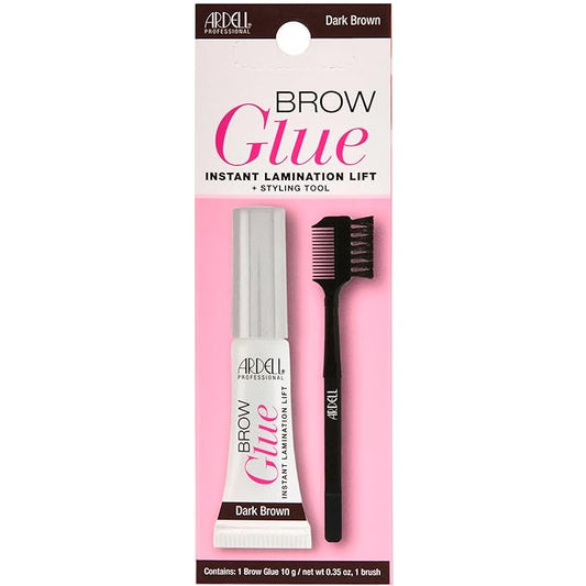 Ardell Brow Glue Dark Brown with Styling Brush – Tinted Eyebrow Gel for Lamination Lift, All-Day Extreme Hold Brow Gel for Defined Brows, 0.35 oz