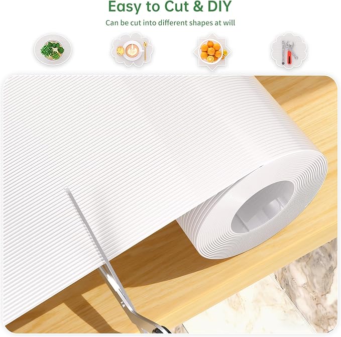Shelf and Drawer Liner for Kitchen Cabinet, Non-Adhesive 12in x 360in Waterproof Durable Thickened EVA Material Easy-to-Cut Contact Paper Non Slip Mat for Refrigerator, Cupboard, Dresser