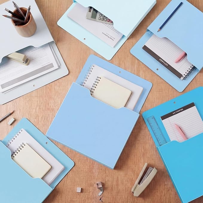 Fuutreo 6 Pcs Magnetic Wall File Organizer Magnetic Wall File Holder Refrigerator Magazine Holder for Mail Letters Paper(Ocean Color,12.2 x 9.4 Inch)