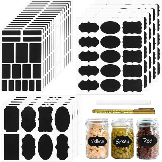 372Pcs Labels for Jars, Chalkboard Labels with 2 Chalk Marker, Waterproof Reusable Chalk Sticker Label for Containers Storage Jars, Bottles Organize Your Home & Kitchen