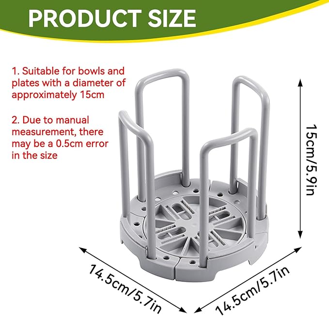 Collapsible Dish Drying Rack, 2PCS Plate Organizer for Cabinet Space Saver Bowl Organizer Small Plate Stand for Display, Kitchen Drawer, Countertop, Cabinet, Shelf, Cupboard