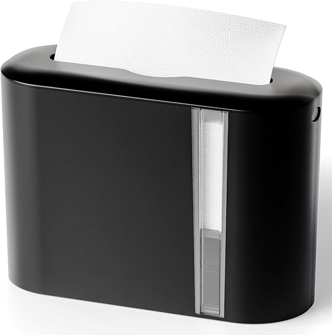 Yieach Touchless Paper Towel Dispenser for Countertop,Home,Bathroom and Kitchen,Black Commercial Multifold Paper Towel Dispenser for Z-fold,Folded,Trifold,Napkin,C fold,Tri Fold Hand Towels Holder