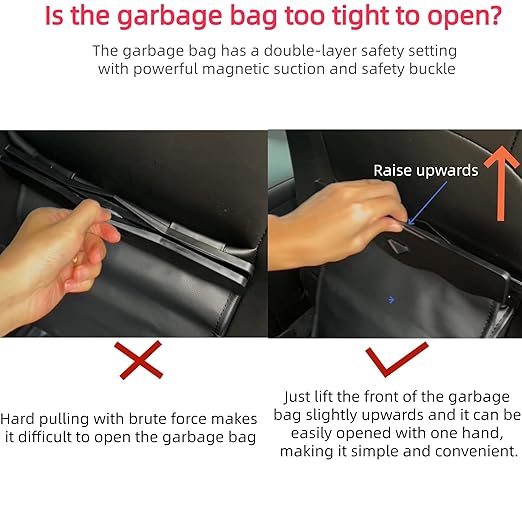 Car Leather Trash Bag Smart LED Waterproof Organizer Storage Garbage Can (Caki)