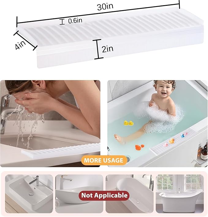 AyNirser Sink Edge Protector with Suction Cup 4"x30" 20" 14", Silicone Sink Splash Guard for Kitchen & Bathroom, Protect Countertop from Scratches, Stains, for Stainless Steel Granite Quartz-Clear