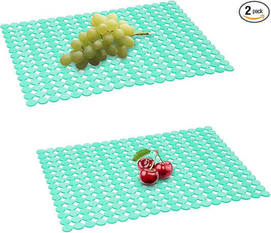 Qulable 2Pack Kitchen Sink Mat for Stainless Steel/Ceramic Sinks, PVC Eco-friendly Protectors for Bottom of Kitchen Sink, Adjustable, Fast Draining, Dots Design, 11.8x15.7 (Light Green)