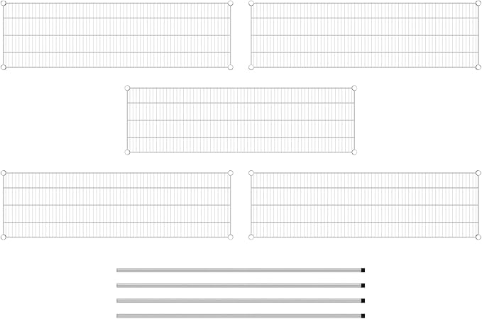Commercial NSF Listed Chrome Stationary Wire Shelving Kit 18" x 60" x 64", with 5 Shelves Perfect for Warehouse, Walk-in Refrigerator, Freezer, Grocery Store, Restaurant, Dishroom