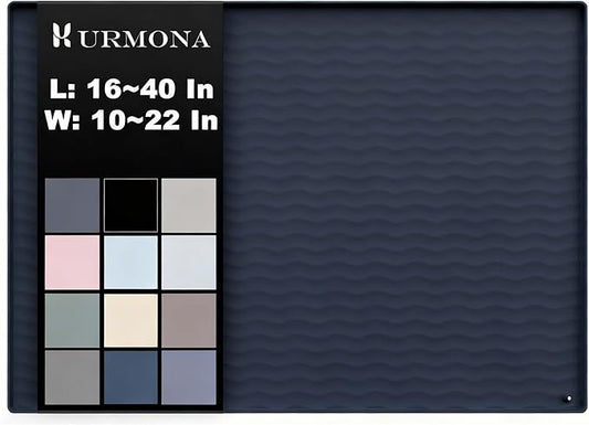 URMONA 31'' x 22'' Waterproof Silicone Under Sink Mat Cabinet and Counter Protector, Shelf Liner for Kitchen and Bathroom, Storage and Organizers, Litter Mat, Pet Cat Puppy Essentials(Slate)