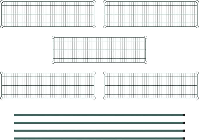 Commercial NSF Listed Green Epoxy Stationary Wire Shelving Kit 14" x 48" x 86", with 5 Shelves Perfect for Warehouse, Walk-in Refrigerator, Freezer, Grocery Store, Restaurant, Dishroom