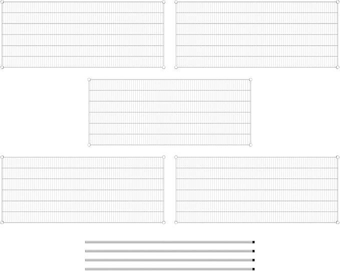 Commercial NSF Listed Chrome Stationary Wire Shelving Kit 30" x 72" x 74", with 5 Shelves Perfect for Warehouse, Walk-in Refrigerator, Freezer, Grocery Store, Restaurant, Dishroom