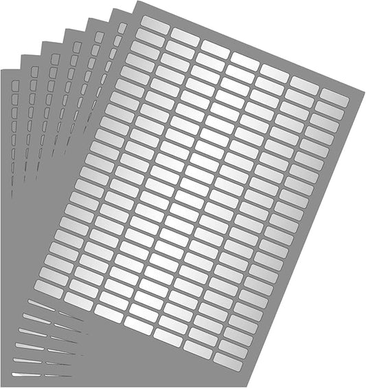 Metallic Labels Printable Sticker Paper Sheets for Printers in Metallic Silver, Small Printing Labels 1 inch x 0.375 inch for Laser Printers with Template Included, 7 Full Sheets - 1078 Pack