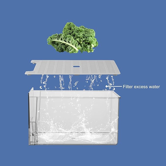 Bronkeeper Pull Out Clear Fridge Organizer Drawers with Drainer, Refrigerator Stackable Storage Bins for Kitchen Fruit & Veggie Organization (2PCS, Large)