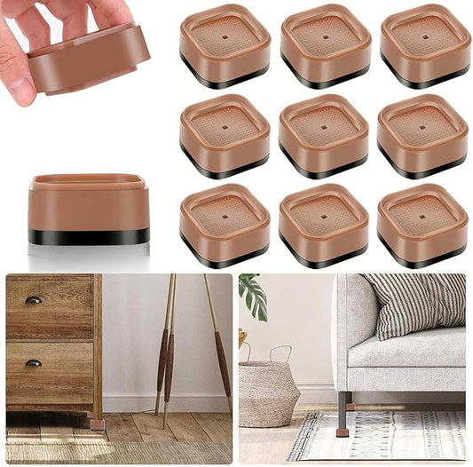 9 Pack Furniture Risers 1 Inch, Adjustable Bed Risers Heavy Duty for Table Desk Couch Chair Sofa Cabinet Bed Legs Dorm, Square Stackable Bed Raisers Blocks Lift Height 1", 2" or 3", Brown
