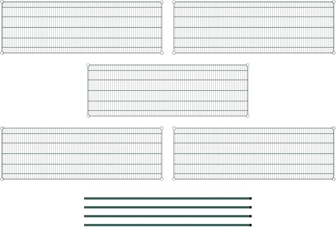Commercial NSF Listed Green Epoxy Stationary Wire Shelving Kit 24" x 72" x 74", with 5 Shelves Perfect for Warehouse, Walk-in Refrigerator, Freezer, Grocery Store, Restaurant, Dishroom