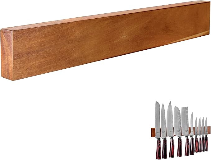 Wall Mounted Wood Magnetic Knife Strip, 16 inch Innovations Multi-Purpose Knife Holder Bar for Wall Kitchen Secure Store Utensil Organizer