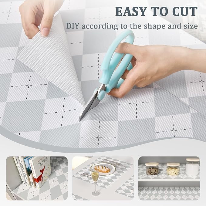 MIAONET Shelf Liner for Kitchen Cabinets 18" x 360" Non-Adhesive Non-Slip Drawer Liners for Dresser, Waterproof Washable Paper, Durable Protector Mat for Pantry Shelves Cupboards, Light Grey