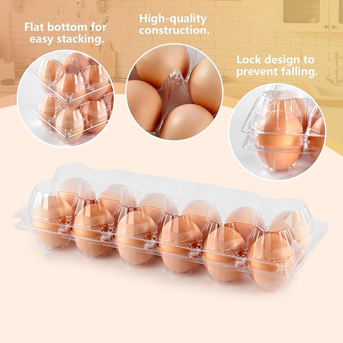 YIFIHGE 120PCS Egg Cartons Cheap Bulk, Clear Egg Cartons for Chicken Eggs, Reusable Chicken Egg Container Bulk Egg Holders with Labels for Refrigerator, Storage, Family, Chicken Farm, Market