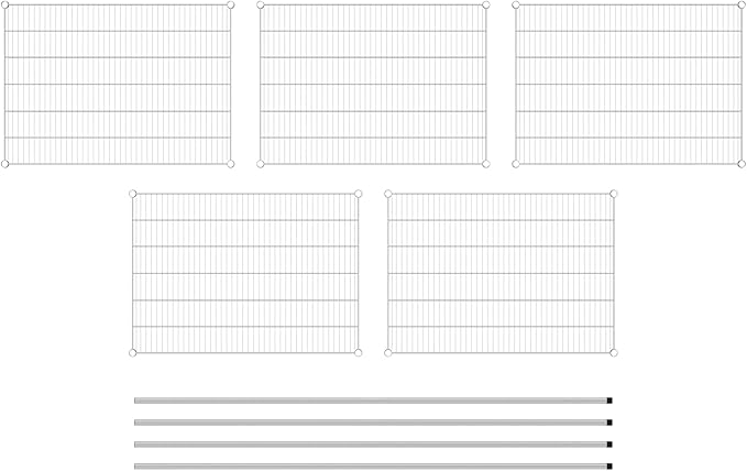 Commercial NSF Listed Chrome Stationary Wire Shelving Kit 30" x 42" x 86", with 5 Shelves Perfect for Warehouse, Walk-in Refrigerator, Freezer, Grocery Store, Restaurant, Dishroom