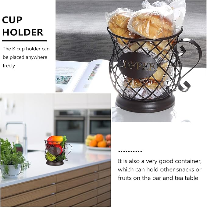 Metal Coffee Pod Storage Basket Organizer Coffee Capsule Holder for Kitchen Brown European Style