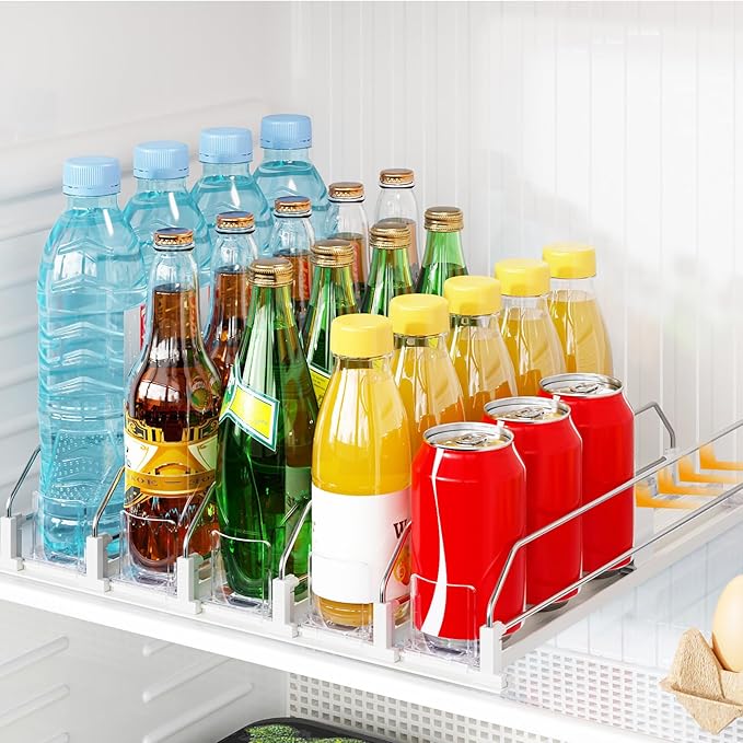 Automatic Drink Organizer for Fridge, 12-20oz Drink Dispenser for Fridge, Soda Can Organizer for Refrigerator Holds up to 25 Cans