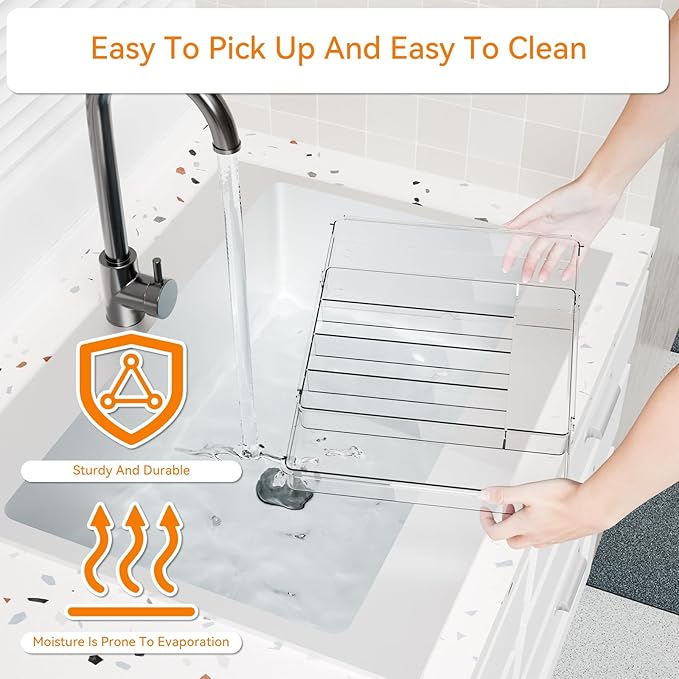 Yieach Clear Expandable Silverware Drawer Organizer,9.4-15.6In Adjustable Silverware Tray for Drawer,Plastic Kitchen Utensil Drawer Organizer for Cutlery,Flatware Organizers and Fork and Spoon Holder