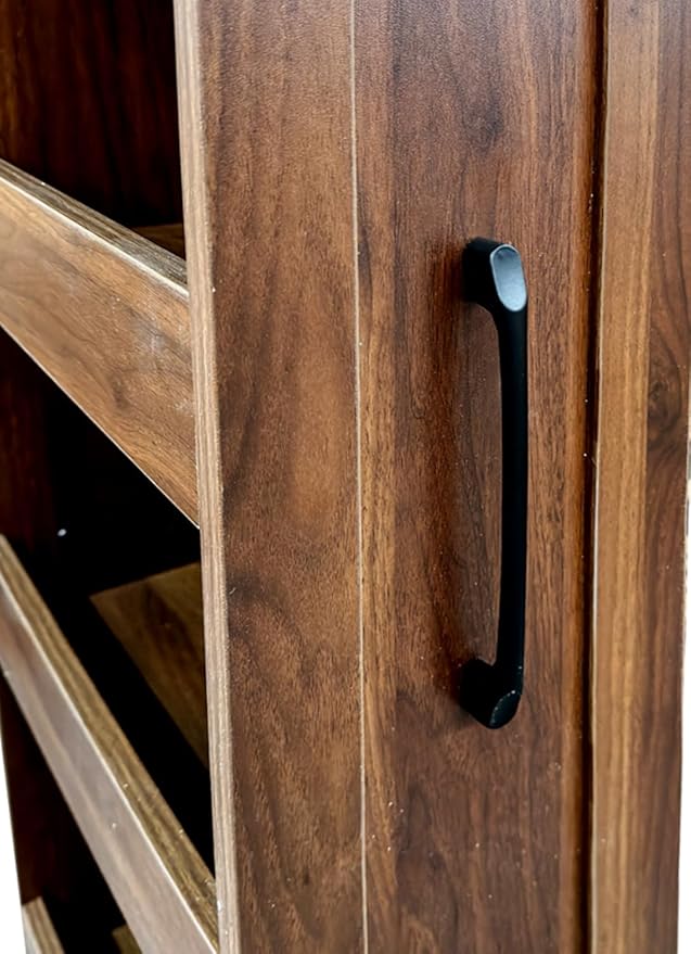 7 Tier Slim Pull Out Storage Cabinet, Narrow Mobile Shelf Organizer, Walnut Freestanding Slim Storage Tower Between Refrigerator & Counter, Utility Cart for Kitchen Dining Room Small Spaces
