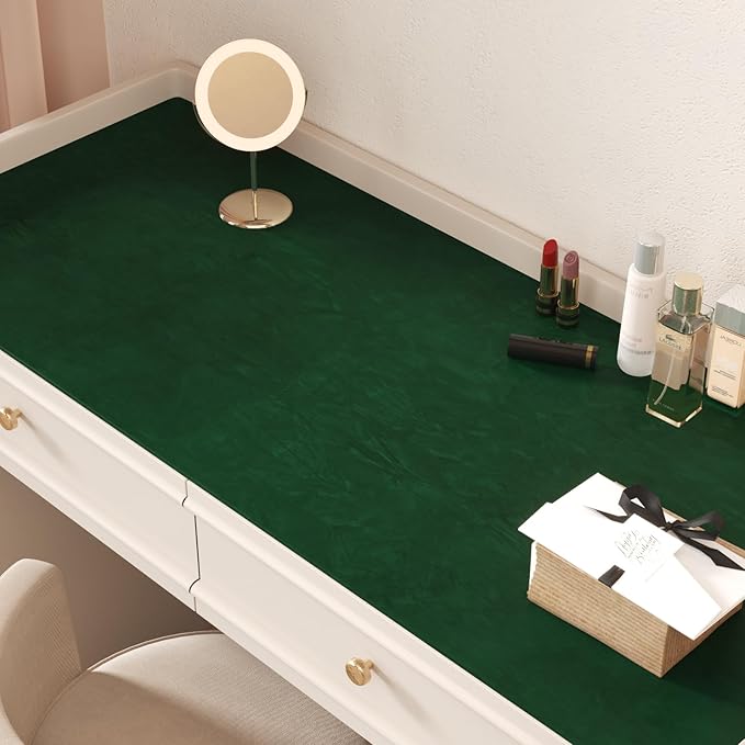 CHIHUT 12''x100'' Green Self Adhesive Velvet Flocking Liner Sheet Soft Felt Fabric Velvet Drawer Liner Roll Thick Removable Velvet Fabric Peel and Stick Contact Paper for Jewelry Box Lining DIY
