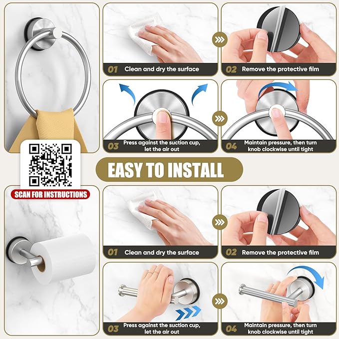 BKV Suction Cup Toilet Paper Holder,SUS 304 Stainless Steel Toilet Paper Holder Wall Mount for Bathroom,Kitchen-Brushed Nickel Silver