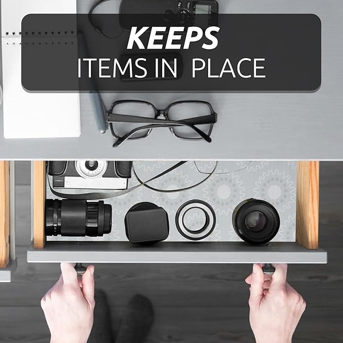 18X96 Inch Shelf Liner for Kitchen Cabinets, PVC Drawer Liner for Dresser Non-Slip Bathroom, Non-Adhesive Cabinet Liner Washable (White Circle)(1 Roll)